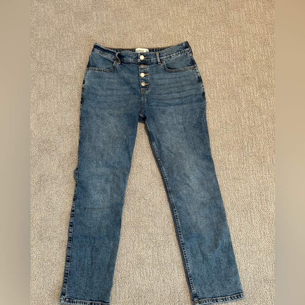 Abercrombie kids high rise straight jeans, 17/18 long